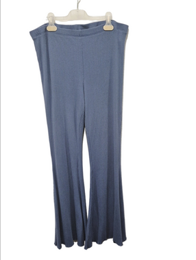 Aerie Kick-it Ribbed Flare Leggings High Waisted Blue XL Long Boho Loungewear